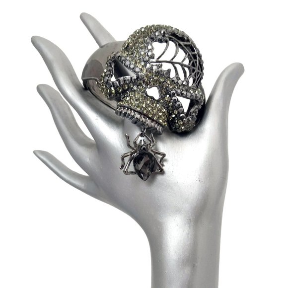 Glitz Glam and Rebellion Jewelry - GGR Skull Bracelet with Dangle Spider